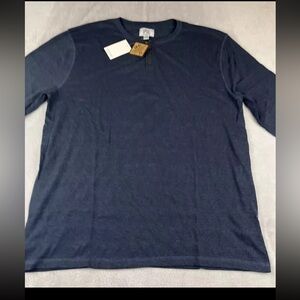 PX Clothing mens long sleeve blue henley shirt size XXL